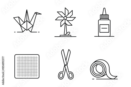 Paper Craft and DIY Origami Workshop Icon Set
