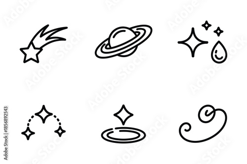 Magic Cosmos and Celestial Space Element Icons