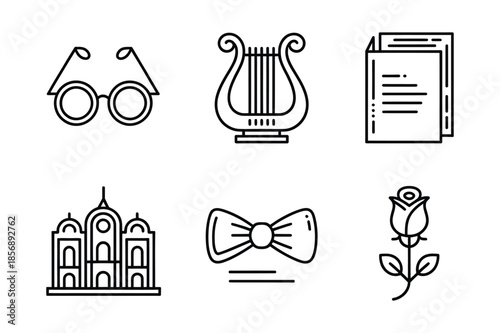 Opera and Classical Music Theatre Icon Set