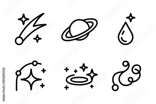 Space Astronomy and Shooting Star Icon Set