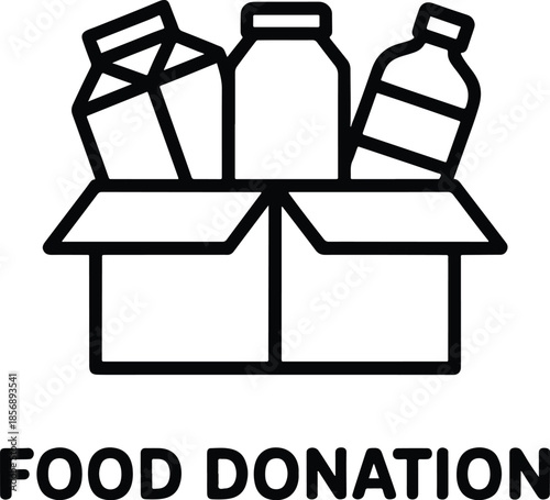 Food donation concept box with various items