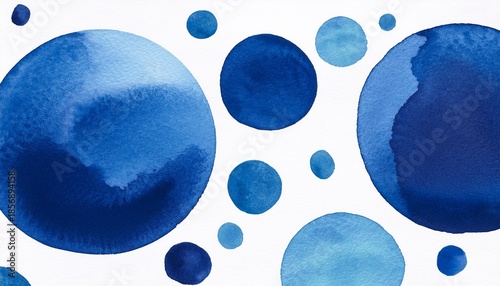 abstract blue watercolor circles pattern on white background