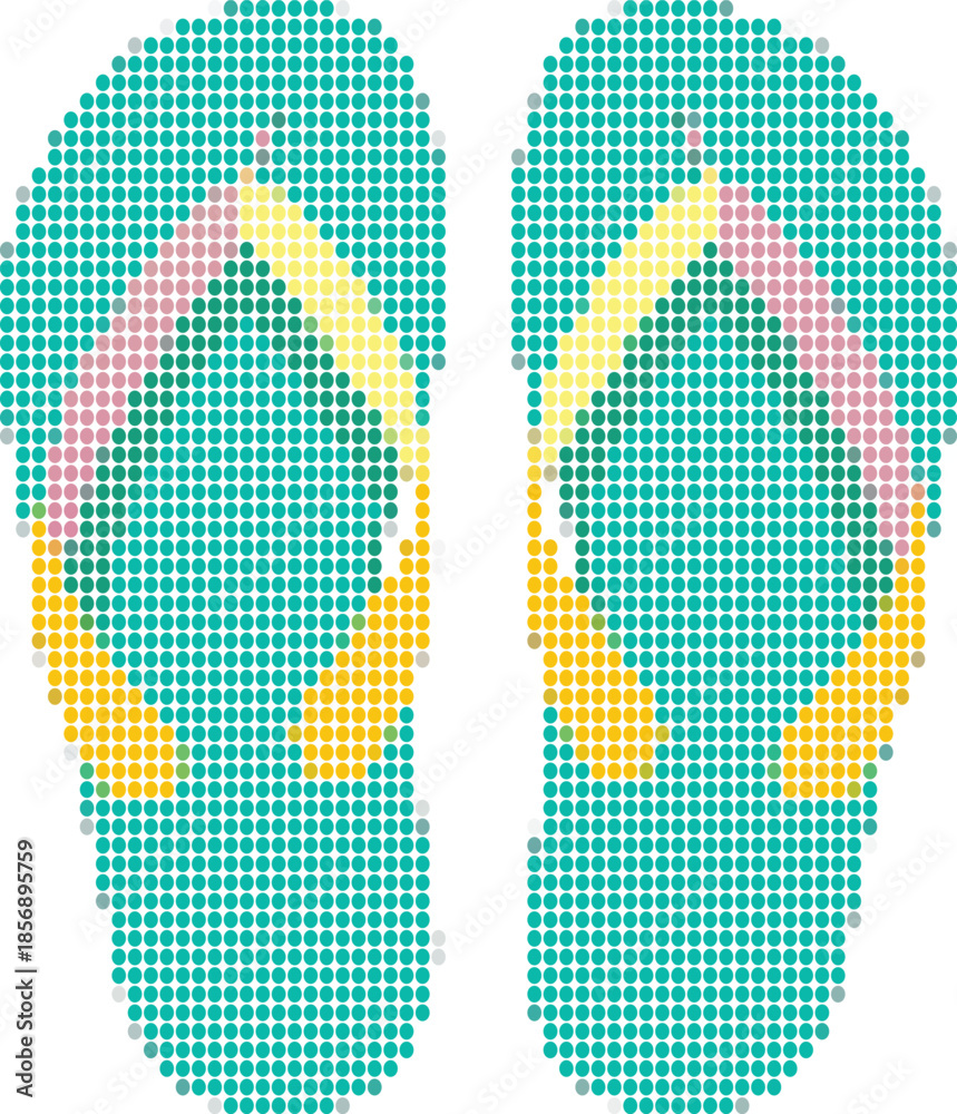 Fototapeta premium Summer Flip Flops Pixel Art
