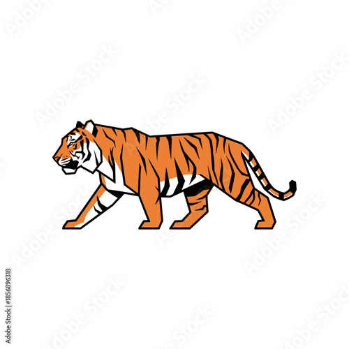 Majestic Tiger Walking with Grace and Power.