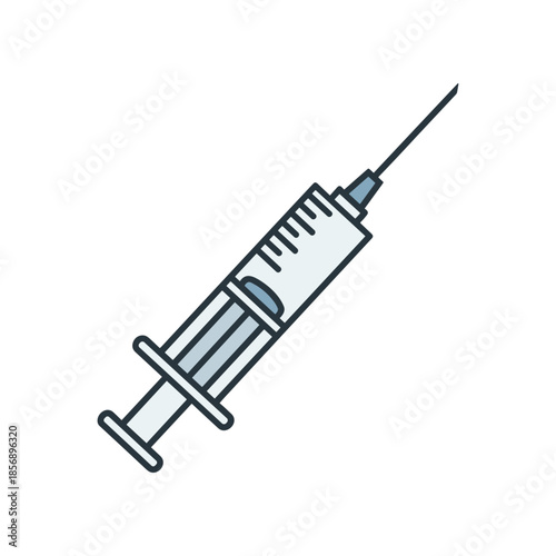 Medical syringe icon for vaccination and injection.