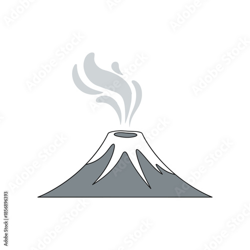 Minimalist Volcano Erupting with Smoke Illustration.