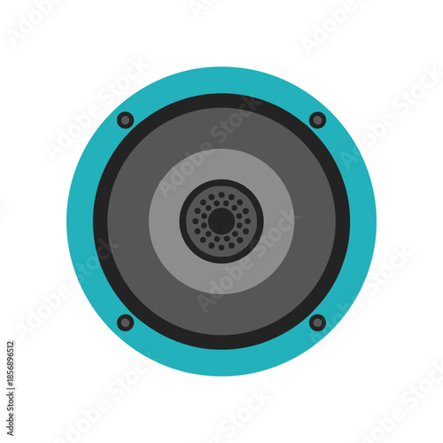 Modern Speaker Icon with Teal Frame and Dark Grille.