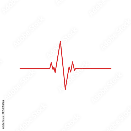 Red Heartbeat Line on White Background Medical Health Concept.