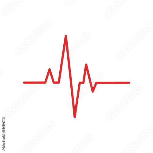 Red Heartbeat Line on White Background.