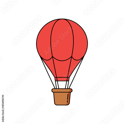Red Hot Air Balloon Isolated on White Background.