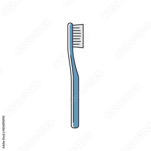 Simple Blue Toothbrush Side View Illustration.