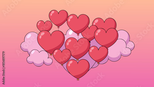 A bundle of heart-shaped balloons
