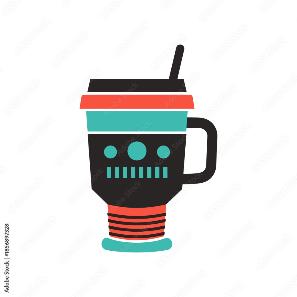 Obraz premium Stylish coffee cup design with a modern and colorful aesthetic for beverages.