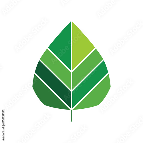 Stylized Green Leaf with Geometric Divisions.