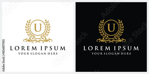 Initial letter U justice legal attorney law firm, scout badge logo design vector icon concept 