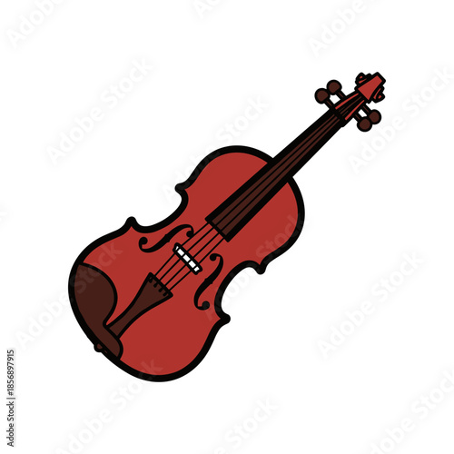 Vibrant Red Violin Musical Instrument with Elegant Design.