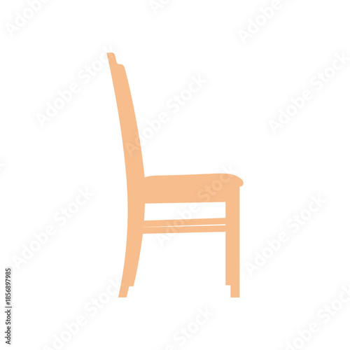 Wooden chair side view isolated on white background simple design.