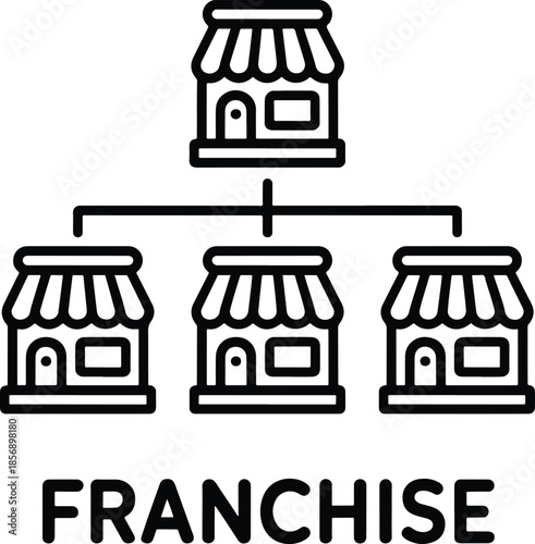 Franchise business expansion symbol in black and white