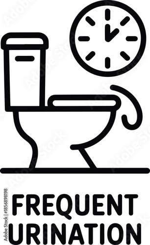 Frequent Urination and Time Icon Illustration