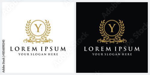 Initial letter Y justice legal attorney law firm, scout badge logo design vector icon concept