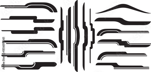 Black and white abstract shapes and lines illustration