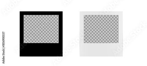 Empty white photo frames with shadows. Set of realistic photo card frame mockups. Vector illustration for gallery, black and white doors with white background