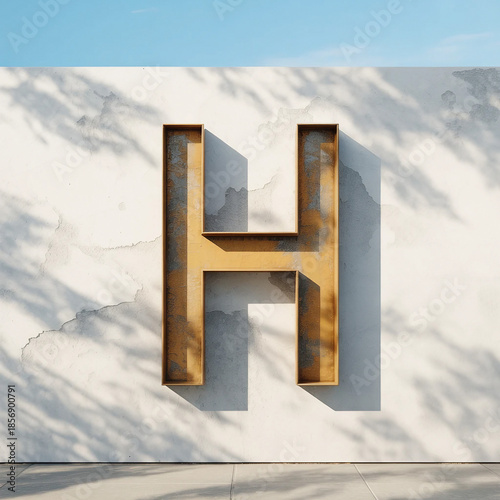  letter h made of textured metal