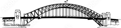 Sydney Harbour Bridge artistic monochrome illustration in simple
