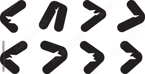 Collection of black arrow icons on a white background