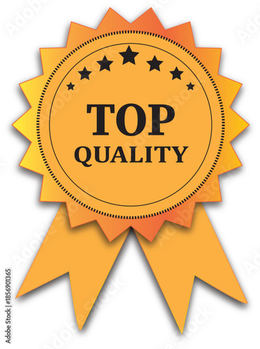 Top quality gold seal badge with award ribbon vector for premium product labels ui designs