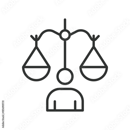 Inclusion justice icon in line design. justice, equality, law, balance, inclusion, society, rights on white background vector. inclusion justice editable stroke icon