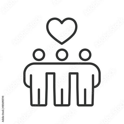 Belonging icon in line design. community, acceptance, inclusion, people, love, society, unity on white background vector. belonging editable stroke icon