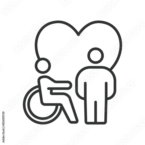 Accessibility inclusion icon in line design. disabled people, care, support, inclusion, accessibility, equality, society on white background vector. accessibility inclusion editable stroke icon