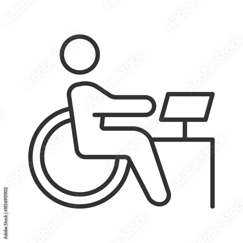 Disabled employee icon in line design. workplace accessibility, inclusion, disability, job, support, equality, employment on white background vector. disabled employee editable stroke icon
