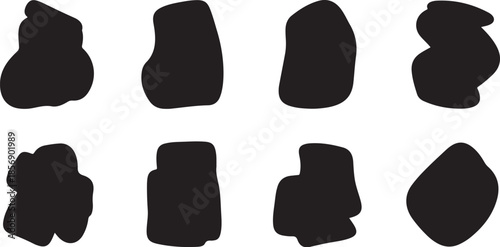 Collection of abstract black shapes on a white background