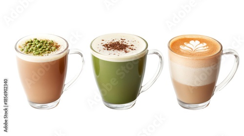 Wallpaper Mural Three Japanese Winter Drinks with Amazake, Genmaicha, and Hojicha on transparent background Torontodigital.ca