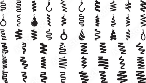 Collection of various metal spring shapes and designs on white background