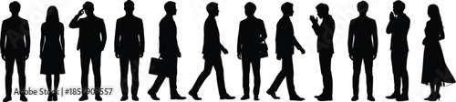 Business silhouettes, professional diversity, corporate team, office people, career concept, teamwork, leadership, communication, business attire, standing group, collaboration
