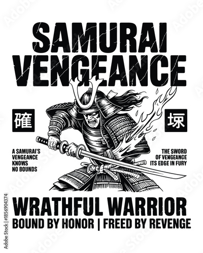Action Pose Samurai Warrior with Katana for Vengeance and Wrath Theme