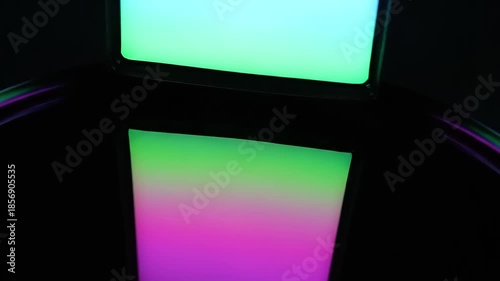 Vibrant Gradient Light Reflection on Dark Surface Abstract Background.