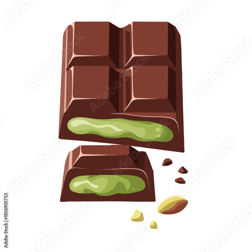 Luxury Dubai Chocolate with Pistachio Filling Vector Art