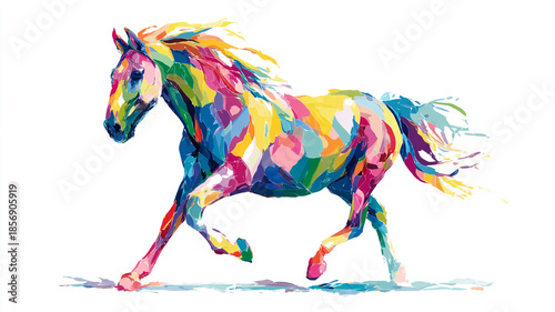 Playful abstract vector horse for children illustration isolated on white background