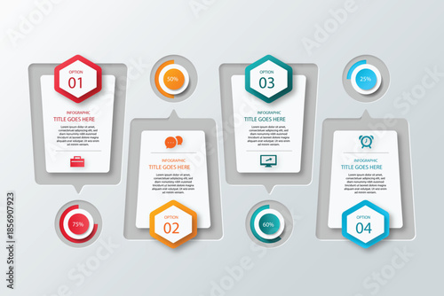 Infographic templates with four steps in a business or workflow process