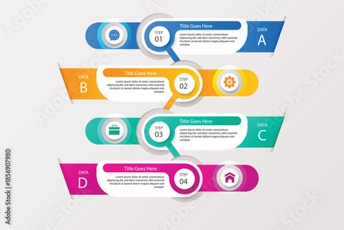 Colorful infographic template with four sections and icons