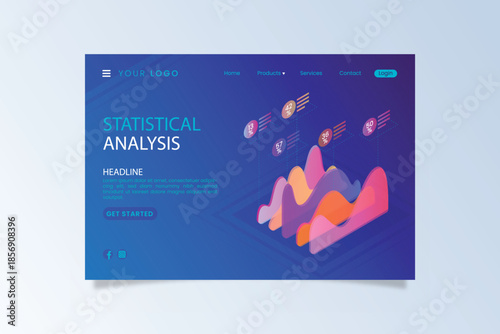 Statistical analysis book cover with colorful abstract shapes on blue background