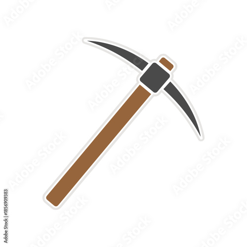 A simple illustration of a pickaxe tool for digging and mining.