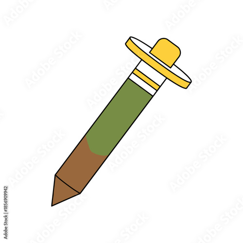 Colorful cartoon garden stake for planting and soil testing.