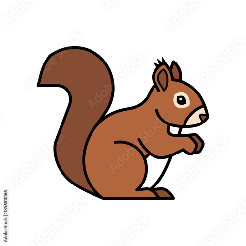 Cute cartoon squirrel illustration with fluffy tail and big eyes.