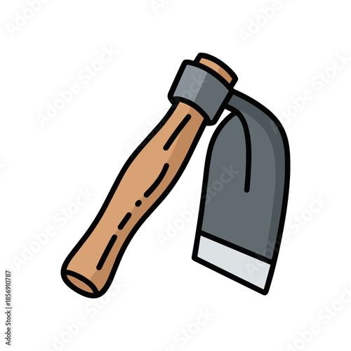 Illustration of a garden hoe tool for digging and weeding.