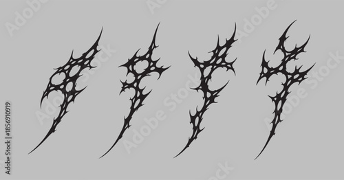 Neo Tribal Skeletal Web Sigilism: Asymmetrical Cyber Gothic Vector, Sharp Acid Venom Lines, Abstract Bone Spider Aesthetic for Dark Metal Streetwear and Cyberpunk Techwear Graphic Design.